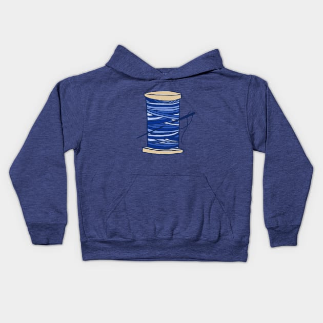 Thread Spool Japanese Ocean Wave (Ocean Blue) Kids Hoodie by Mochabonk